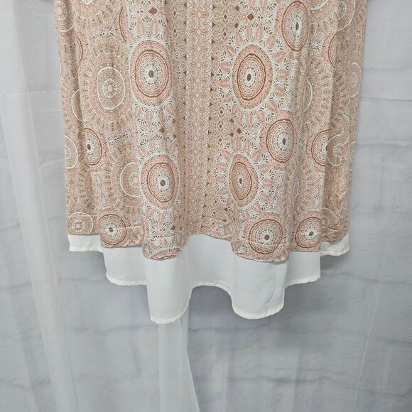 Rose & Olive Pink Cream Mandala Tee Shirt Peplum Boho Festival 1X - Picture 5 of 12